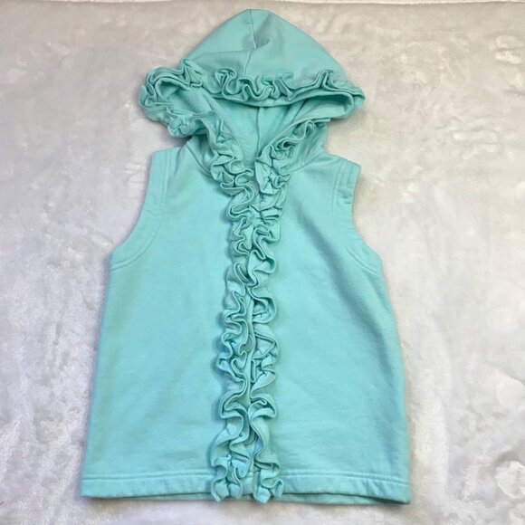 Kelly's Kids Julia Vest Girls 6-7 Knit‎ Ruffle Button Closure Sleeveless Hooded - Picture 8 of 9